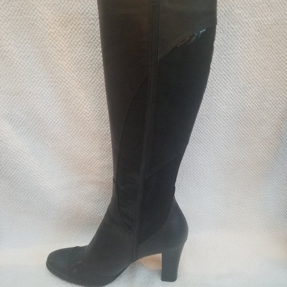 All leather new tall black winter boots - Picture 4 of 9